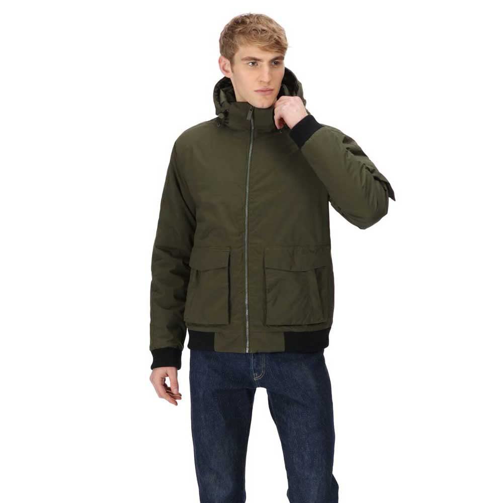 Regatta Mens Faizan Waterproof Jacket - Thermoguard Insulation, Hood, Multipocket - L - Dark Khaki (RMP332)