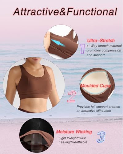 Image of RUNNING GIRL High Impact Sports Bras for Women,Racerback Running Bra Workout Crop Tank Tops Longline Sports Bra Push up