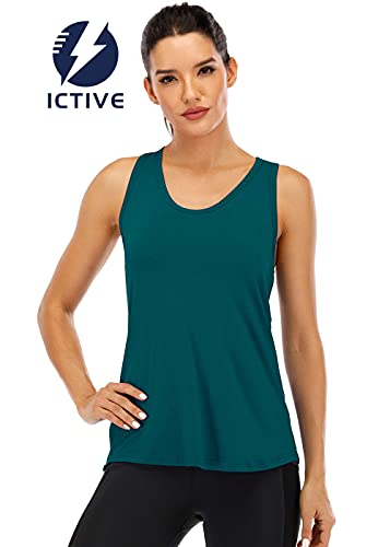 Ictive Workout Tank Tops For Women Sleeveless Yoga Tops For Women Mesh Racerback Tank Tops Muscle Tank Workout Tops For Women Backless Running Tank Tops Activewear Gym Tops Dark Green L #TOP1