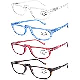 AQWANO Half Moon Reading Glasses Blue Light Blocking, 4 Pairs Computer Readers for Women Men Anti Glare Filter UV Ray Filter Full Frame Eyeglasses with Spring Hinge, 2.5