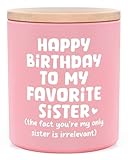 Encoink Funny Sister Birthday Gifts Ideas, Lavender Vanilla Scented Candle Sister Gifts from Sister Brother, Happy Birthday to My Favorite Sister, Pink Jar with Wooden Lid(10oz)