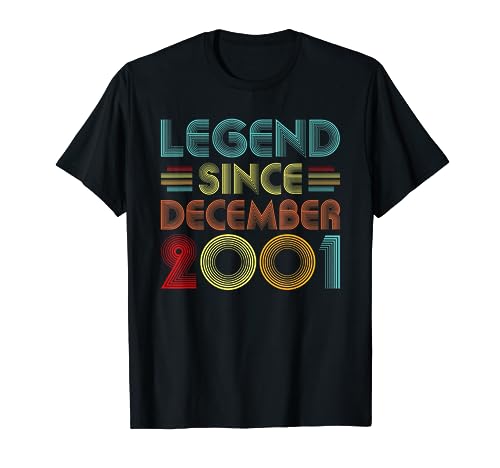 Legend Since December 2001 Vintage December 2001 Birthday Camiseta