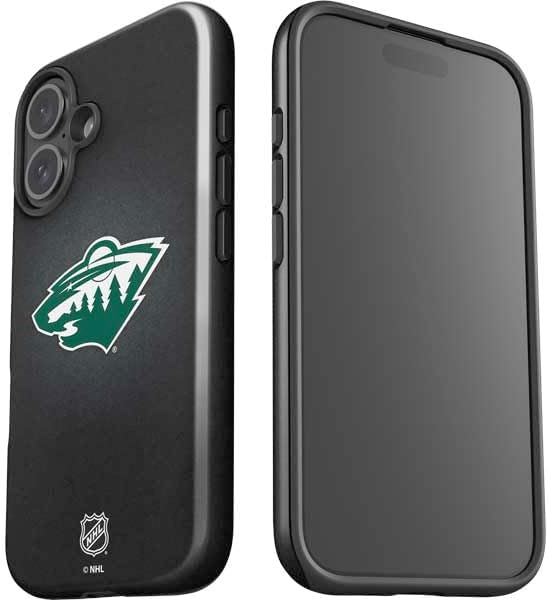 Skinit Impact Phone Case Compatible with iPhone 16 - Officially Licensed NHL Minnesota Wild Black Background Design