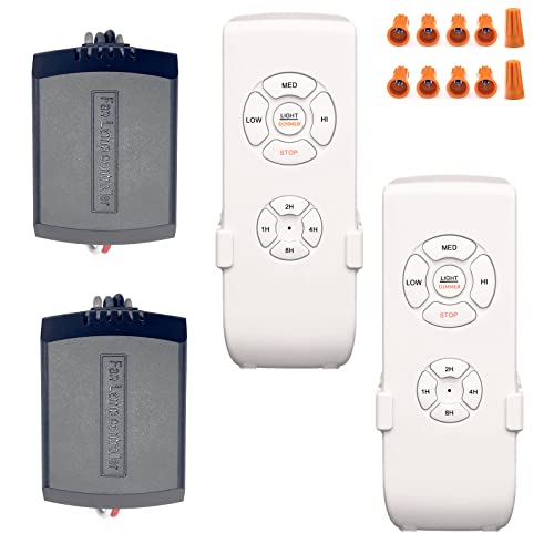 Image of Ceiling Fan Remote Control Kit, Universal Small Size Receiver Fit for Hampton Bay Harbor Breeze Hunter Dimmable DIMMER-2 Pack