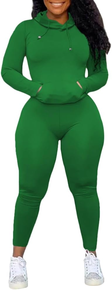 Women Two Piece Outfits Sweatsuits Sets Bodycon Tracksuit Long Sleeve Jogger Hoodie Sweat pants Set