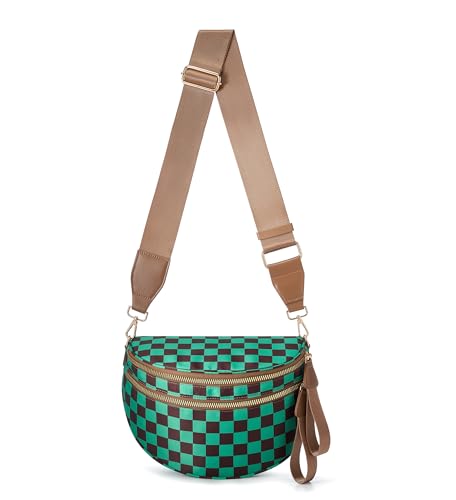 Image of FEIBOON Spacious Checkered Nylon Crossbody Bag Bum Bag Handbags Wallets for Women