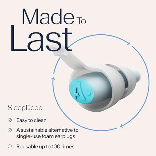 Image of Alpine SleepDeep Earplugs for Sleeping - Side Sleepers & Snoring - Ultra-Soft Noise Reducing Earplugs - 27dB SNR - Hypoallergenic, Silicone-Free - 1 Pair (S)