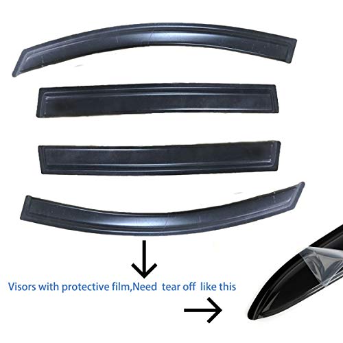 Wensdy 4pcs Side Window Wind Deflectors,Outside Mount Shade Sun rain Guards,Dark Smoke Visors for 2003-2008 Toyota Matrix E130 / Pontiac Vibe 94455 by Wensdy - Image 4