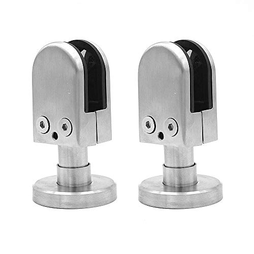 2x poste de panel de vidrio NUZAMAS, abrazadera en U de acero inoxidable 304 adecuado para paneles de vidrio sin marco de 16-18 mm de espesor, pantallas, valla de piscina, lado de escaleras