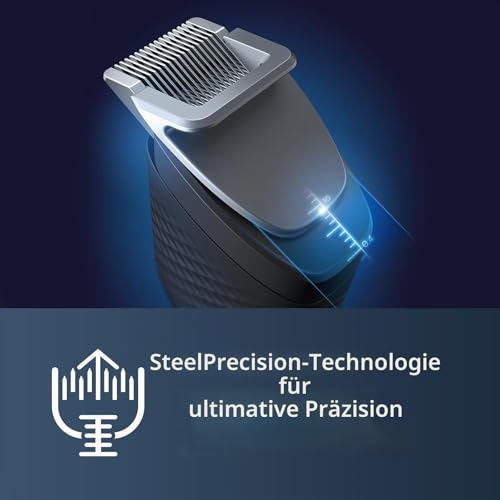 Philips Bartschneider Serie 9000 Prestige mit SteelPrecision-Technologie, 3-stufige Akkuanzeige, bis...