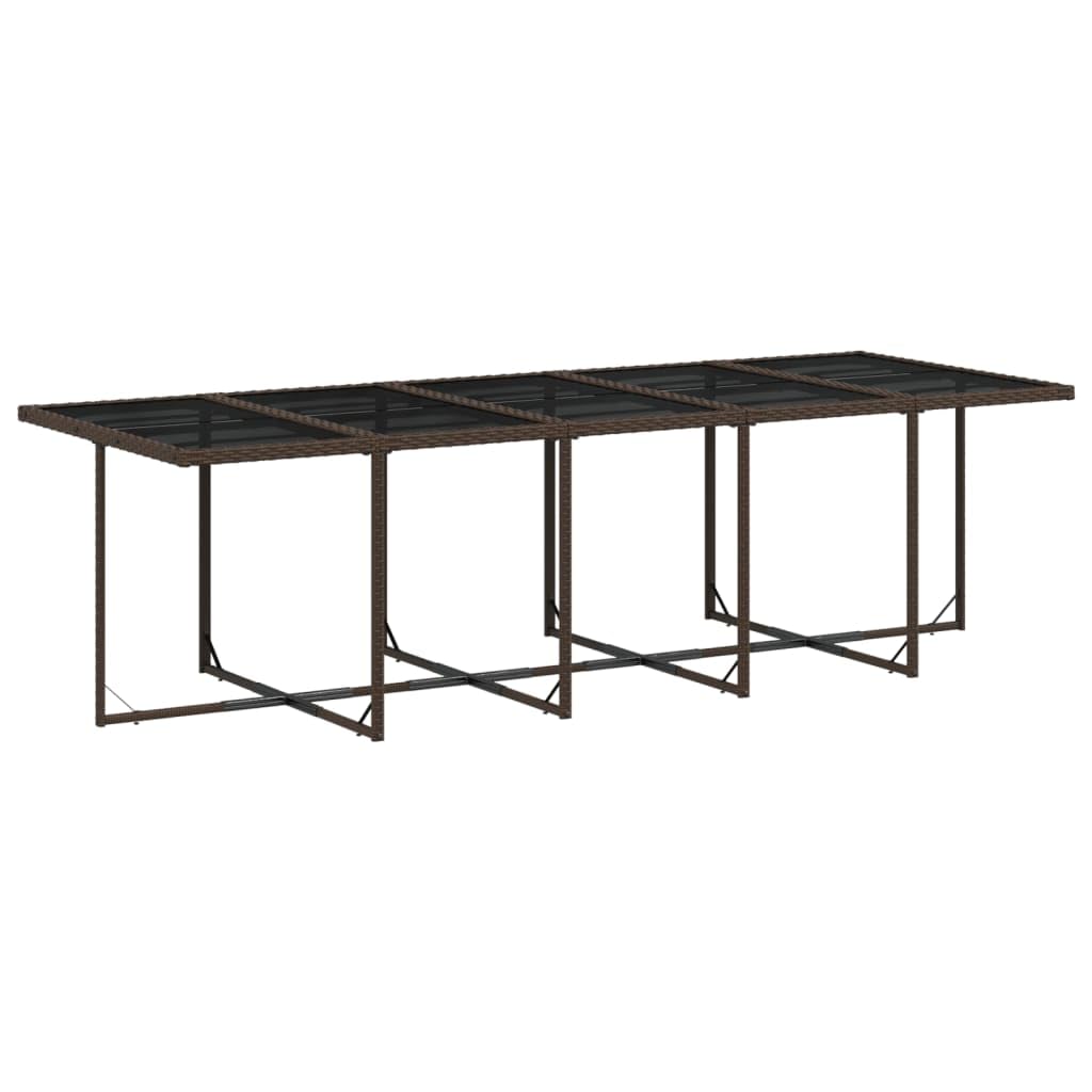 15-częściowy zestaw do jadalni z poduszkami, brązowy polirattan, 275 x 106 x 73 cm, na taras, balkon, do jadalni, odporny na promieniowanie UV, łatwy w pielęgnacji, trwały zestaw mebli