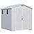 Greesum 6x8FT Plastic Outdoor Storage Shed with Floor, Resin Sheds with Lockable Double Door, Windows & Vents, All-Weather Tool Sheds for Garden, Backyard, Patio, Light Gray