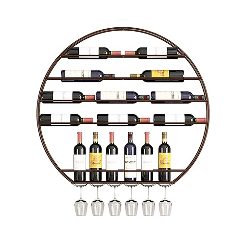 Support pour verres à vin suspendus et étagère ronde murale bouteille alcool
