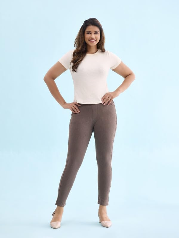 Image of GO COLORS Soft Cotton Blend Printed Jeggings Ankle Length for Women| Breathable, Mid Rise