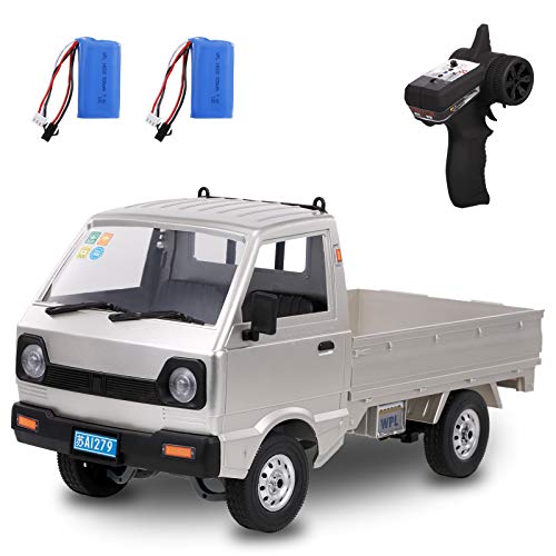 GoolRC WPL D12 RC Car, 1/10 Scale 2.4Ghz Remote Control Car, Simulation Drift Truck with Brushed Motor, LED Headlights, Middle Engine Rear Drive RTR Toys Car for Adults Kids Boys, Included 2 Batteries