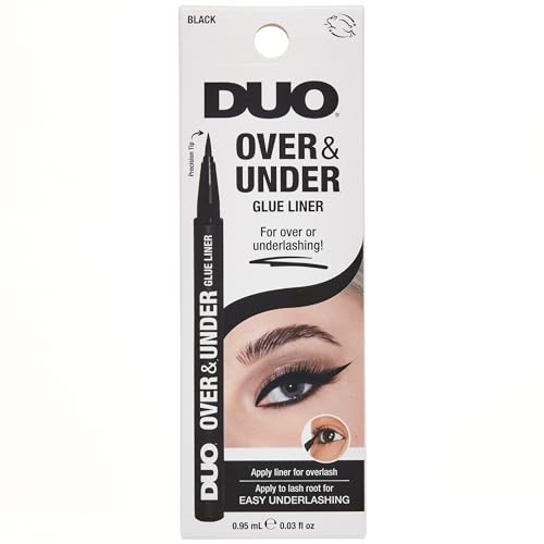 DUO Over and Under Lash Glue Liner Black - 2-in-1 Liquid Eyeliner and False Eyelash Adhesive Waterproof Dual Placement Precision Tip Pen for Extensions 0.03 fl oz