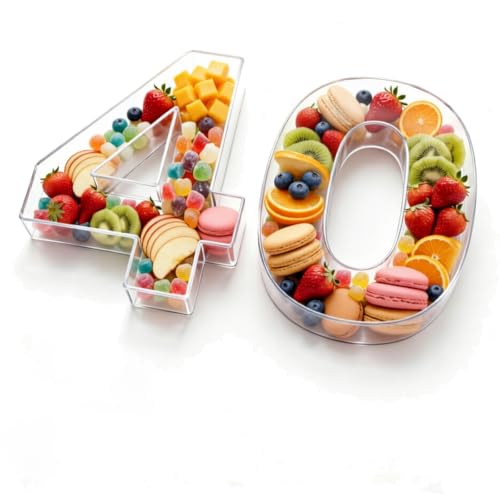 Image of Pooqla 10 inch Acrylic Number 40 Charcuterie Tray for 40th Birthday Decorations