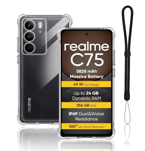 �y2026�V�o��zFor Realme C75 �P�[�X �J�o�[ �N���A �yHNWEIWEI�z �ϏՌ� TPU�f�� �_�炩����G�� �S�ʕی� �_�炩����G�� �X�N���[�� & �J�����ی� �y�� ���^ �ϏՌ� �����h�~ �w��h�~ ���ϖh�~ Realme C75