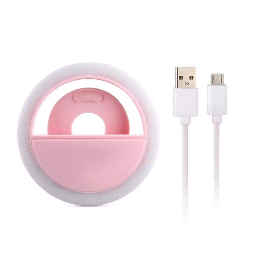 Selfie Selfie Ring Light with Clip, Portable Ring Light with 36 LED Round Shape 3 Different Light Settings White Light 3000K-5000K for Phone Flashes Lights (Color : Pink)