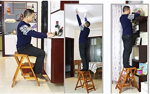 Échelle multifonction intérieur ménage : tabourets escabeau bois pliants - 5