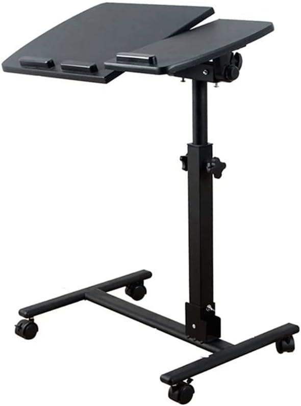 Overbed Table Foldable Mobile Overbed Table - Hospital Bed Table for Home or Medical Use Height Adjustable Bed Side Table with Swivel Wheels Lightweight