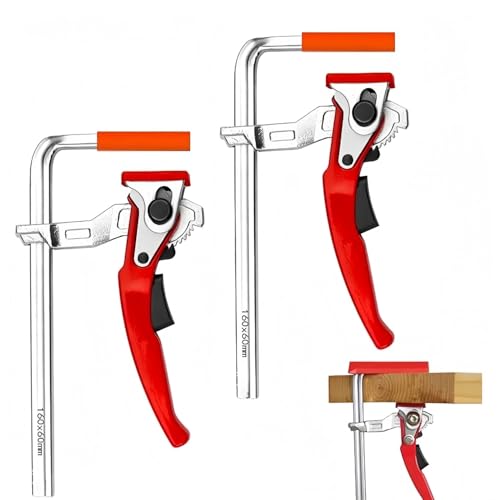 INREPRO 2 Pièces Pince de table à cliquet Pince de serrage à dégagement rapide Serre Joint Rail de Guidage Serre Joint à Levier pour le Ponçage et la...
