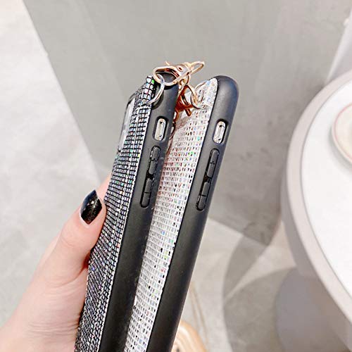 Omorro for iPhone 12 Pro Max Wallet Case, Bling Diamond Case with Credit Card Holder Slot Crossbody Chain Handbag Purse Glitter Crystal Shiny Rhinestone Protective Cover Girly Case White - Thumbnail 3