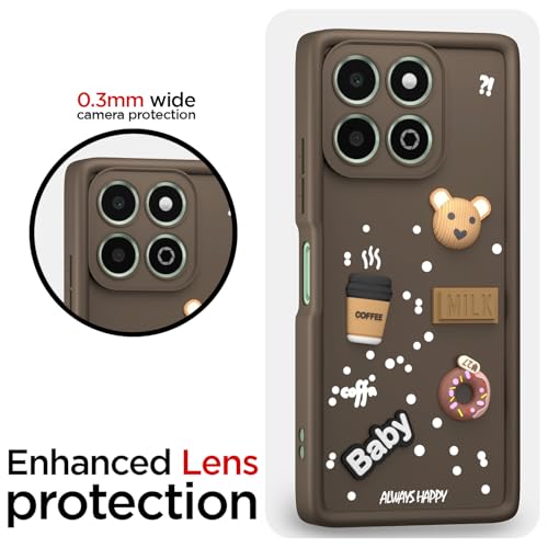 Image of Pikkme Back Cover for Honor X6b | Cute Fun Cartoon 3D Bear Silicone Full Body Protection Bumper Case (Brown)