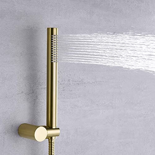 S3223Bgi Brushed Gold Shower System + S1408Bgw Waterfall Widespread Bathroom Faucet #TOP3