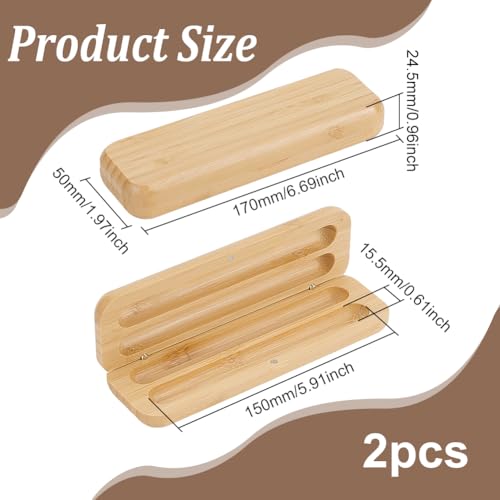 Image of FINGERINSPIRE 2 PCS Wooden Pen Case 6.7x1.97x0.96inch Rectangle Wood Pen Storage Boxes BurlyWood Color Pencil Gift Box 2 Slot Double Pencil Display Case For Desk Office Organizer
