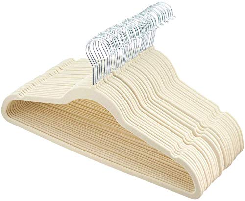 Cintres à linge anti-glisse MU en plastique blanc - Solution placard encombré