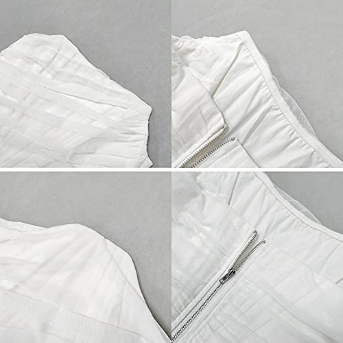 Sansoisan Women's Vintage Sexy Strapless Mesh Bustier Off The Shoulder Zipper Back Boned Corset Crop Top Bodyshape White Large #TOP5
