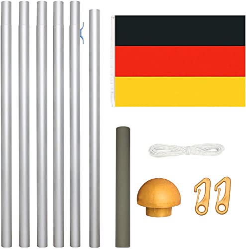Fahnenmast Einfeben 6,5 m Aluminium mit Fahne 150 x 90 cm