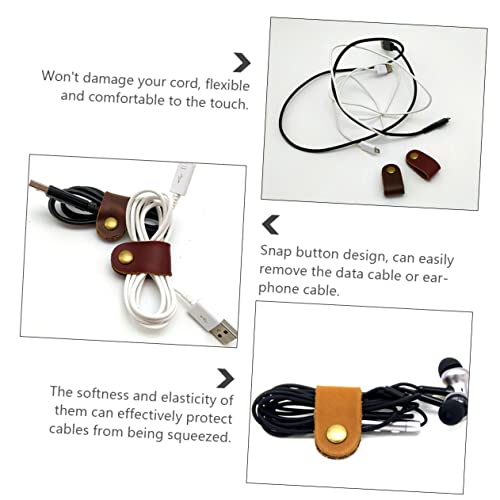 Angoily 20 piezas Clips para manejo de cables Organizadores de cable de cuero Bajo mesa Porta cables para mesa de noche miniatura 5