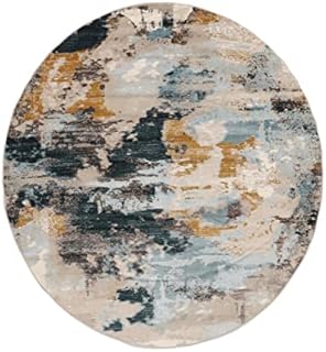 RugVista, Arty Mind Rug, Medium Pile,  6'6 ft ( 200 cm), Round, Modern, Oeko-Tex Standard 100, Polypropylene, Hallway, Bedroom, Kitchen, Living Room, White/Beige, Off White