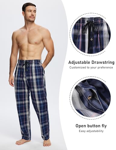 Image of MoFiz Men's Pajama Pants Ultra Lightweight Pjs Bottoms Sleepwear Bottom Pants with Pocket Drawstring 3-Pack