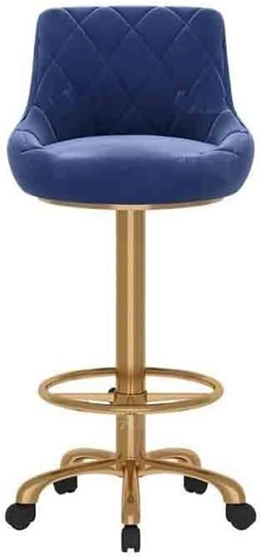 Kitchen Counter Barstool Universal Pulley Lift Swivel Bar Stool Island Table Dining Chair Sedentary Household Backrest High Stools Bar Stools(Blue)