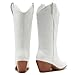 ZXHYZLZ White Cowboy Boots for Women - Mid Calf Embroidered Cowgirl Boots, Slip On Pointed Toe Chunky Heel Fashion Retro Classic Boots - Size 9