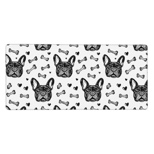 Tapis de souris de jeu grand format imprimé bouledogue pour clavier de PC