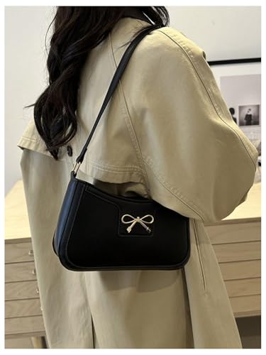 Women's Elegant Bowknot Zipper Handbags PU Leather Small Underarm Shoulder Bag Casual Purse2