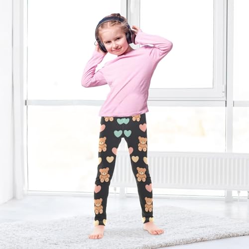 Cute Bear Heart Girls Leggings Soft Stretch Workout Yoga Dance Pants for Kids Casual Tights4