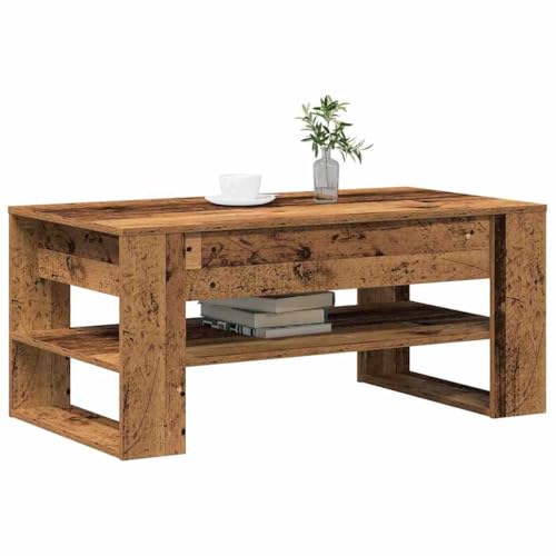 vidaXL Table Basse Bois Ancien 102 x 55 x 45 cm Bois d'ingénierie, Table Basse Moderne pour Salon, élégante et Pratique, mobilier en Bois, Design Minimaliste
