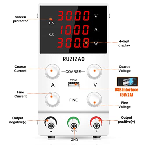 RUZIZAO Alimentatore da Banco 30V 10A DC