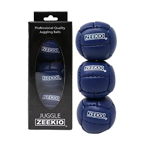 Zeekio Galaxy Juggling Balls - Premium 12 Panel Genuine Leather Balls - 130g - 67mm - Pack of 3 Dark Blue Cover