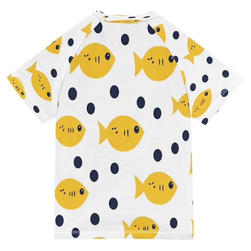 Kids Swimsuit Fish Yellow Cartoon Sea Sunscreen T-Shirts Swimwear Sets UPF 50+2