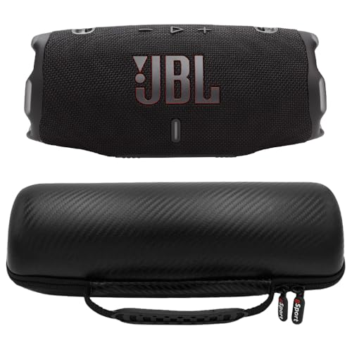 JBL Charge 6 - Paquete de altavoces portátiles impermeables con funda de fibra de carbono gSport (negro)