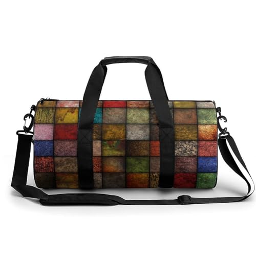 Sac de sport gym de 45x23x23cm avec un design pierre carrée de couleur
