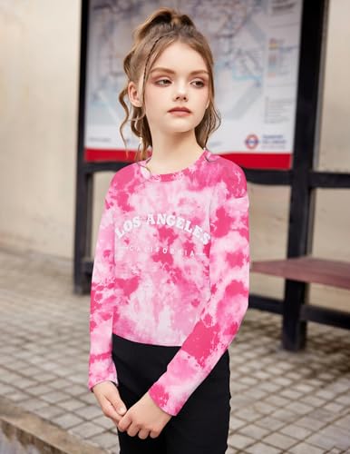 Arshiner Girls Crop Tops Long Sleeve Shirts Drop Shoulder Crewneck Casual Fashion T Shirts Tee3