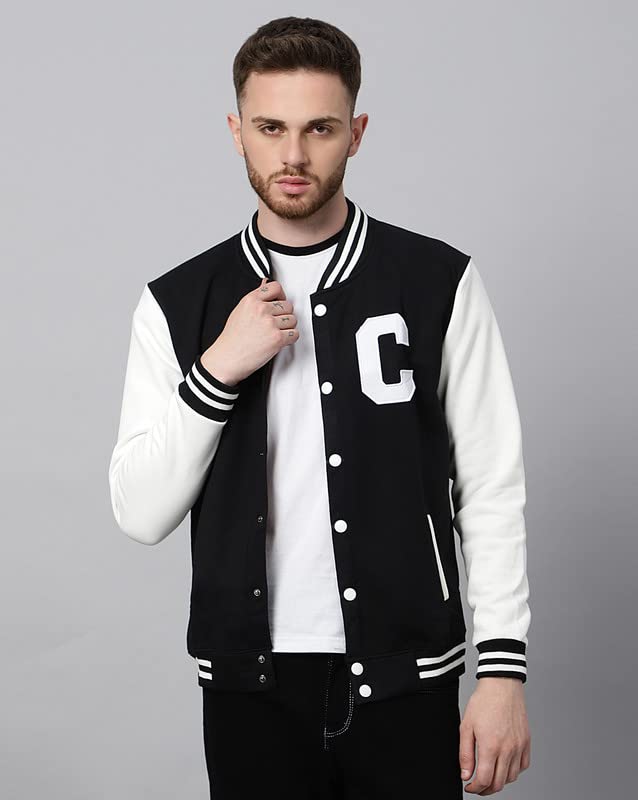 Image of BE SAVAGE Men's Cotton Blend Standard Length Varsity Jacket