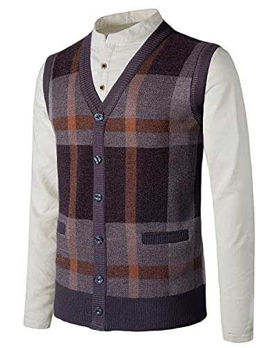 KTWOLEN Hommes Pull Tricoté sans Manches Gilet Loisirs d'affaires Col en V Slim Fit Automne Hiver Pull-Over Business Cardigans Débardeurs Cover